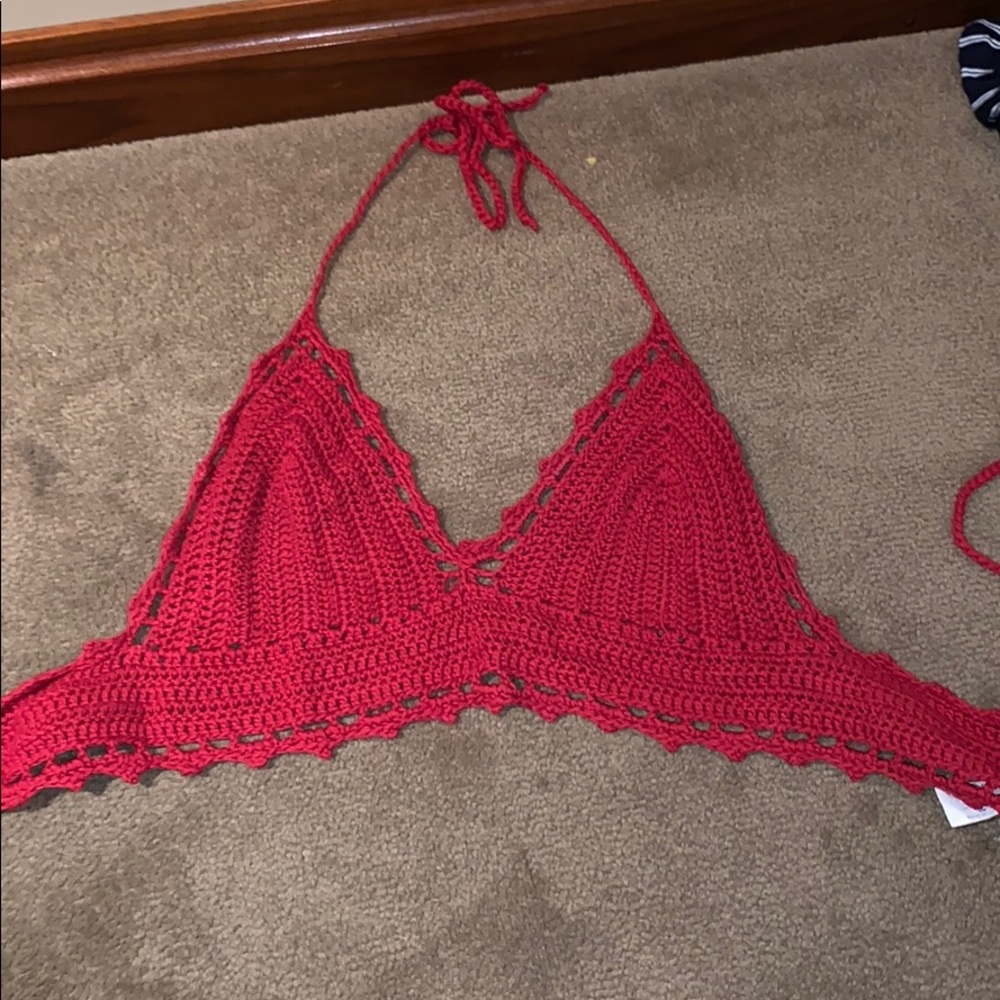 Red crochet bralette